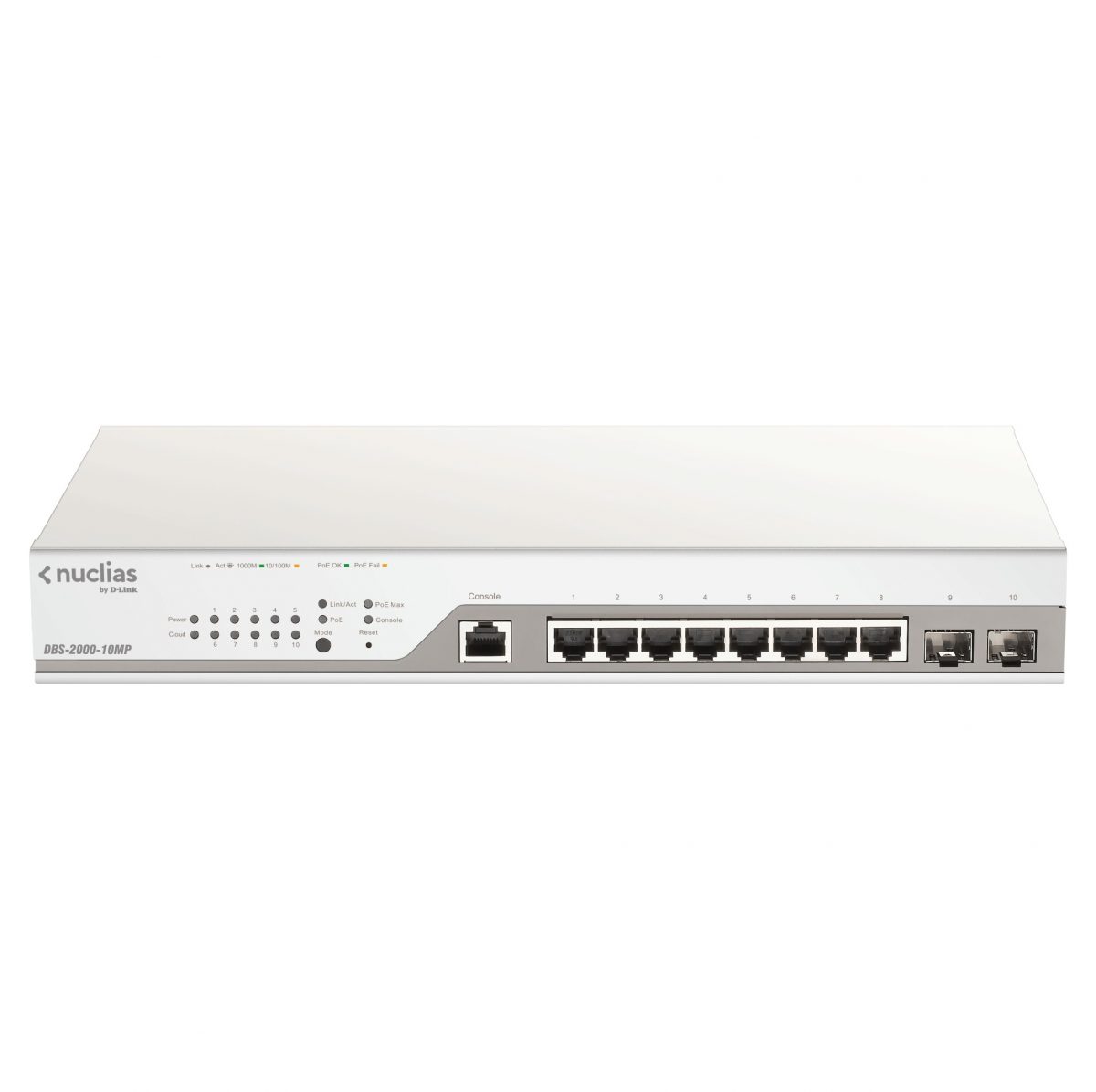 قیمت و خرید سوییچ شبکه 8 پورت PoE با 2 پورت SFP دی لینک مدل DBS-2000-10MP | نت ران